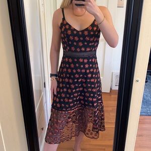 Embroidered black floral dress